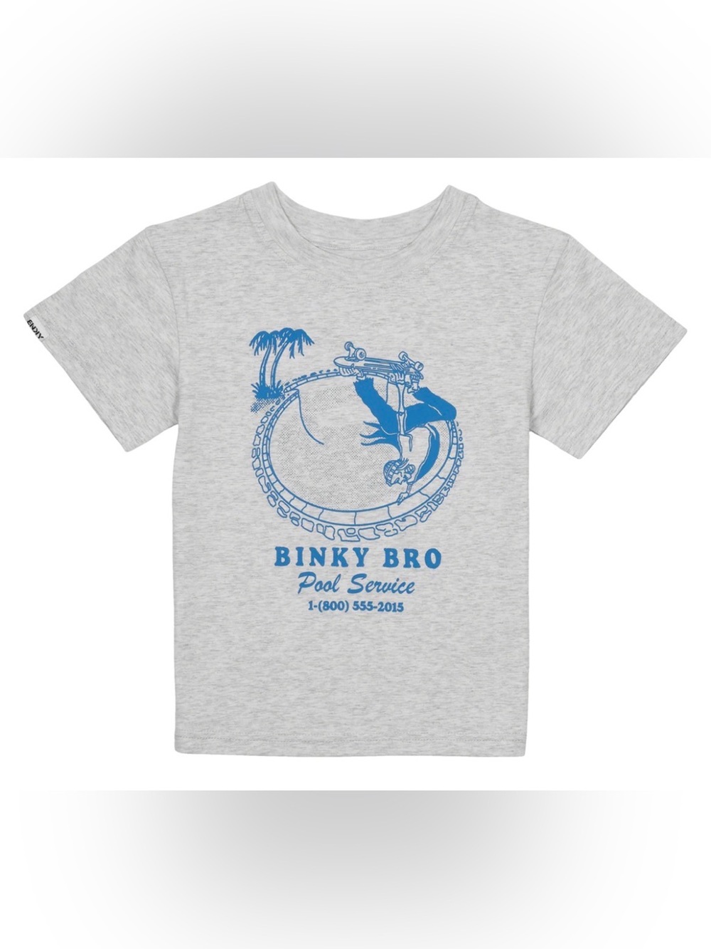 Binky Bro Kids' Graphic Tee Pool Service Gray with Blue Print NWT 18-24m